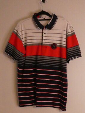 Unbranded Men's Striped Polo Shirt Short Sleeve Red Navy White Grey - large
